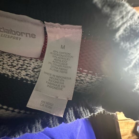 Liz Claiborne LizSport Black Red Striped Cardigan – Classic Retro Style - Picture 5 of 8